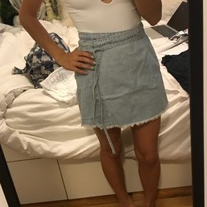 Top Shop denim wrap mini skirt